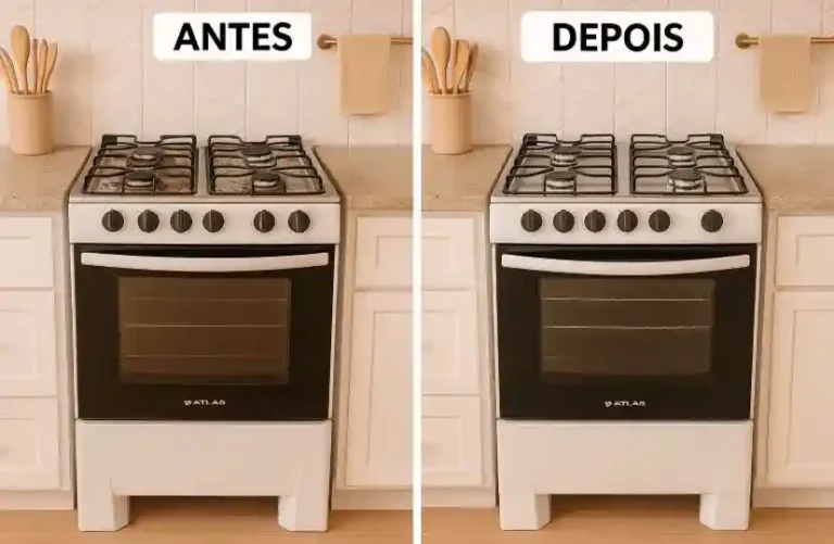 Antes e Depois de um fogão, usando apenas as dicas deste artigo.
